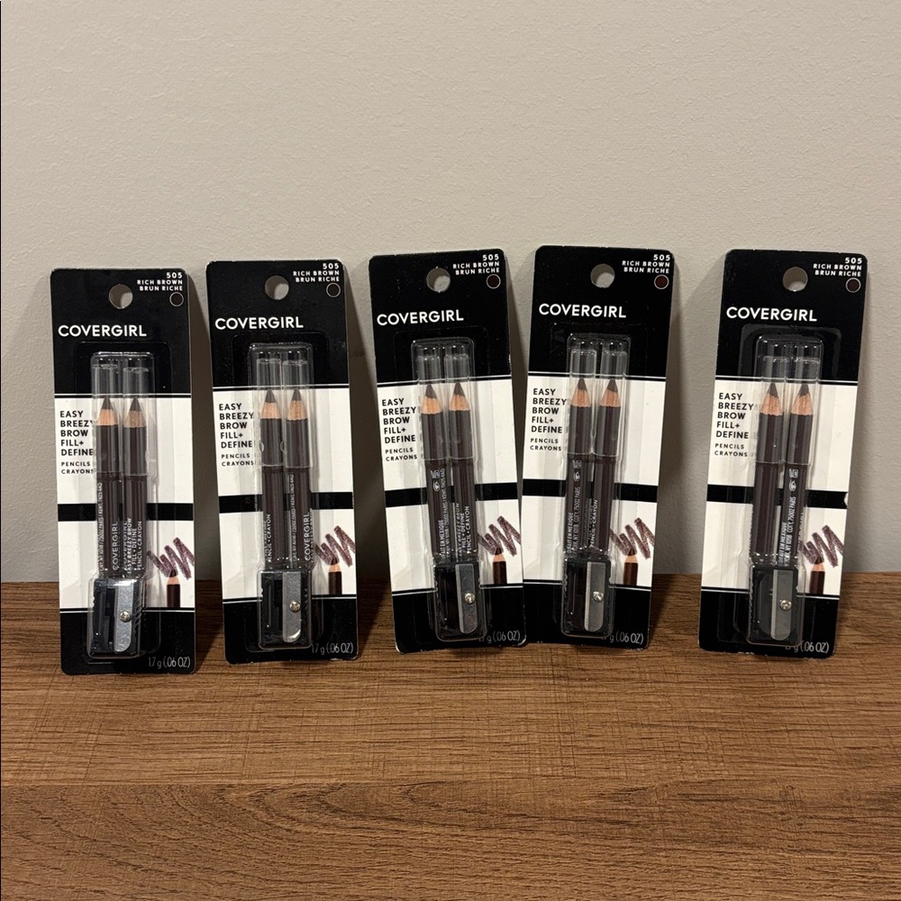 COVERGIRL Easy Breezy Brow Fill & Define Pencil with sharpeners 505 brown NEW